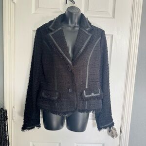 Vintage Y2K Cache Black Textured Tweed Blazer